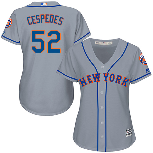 Mets #52 Yoenis Cespedes Grey Road Women's Stitched MLB Jersey